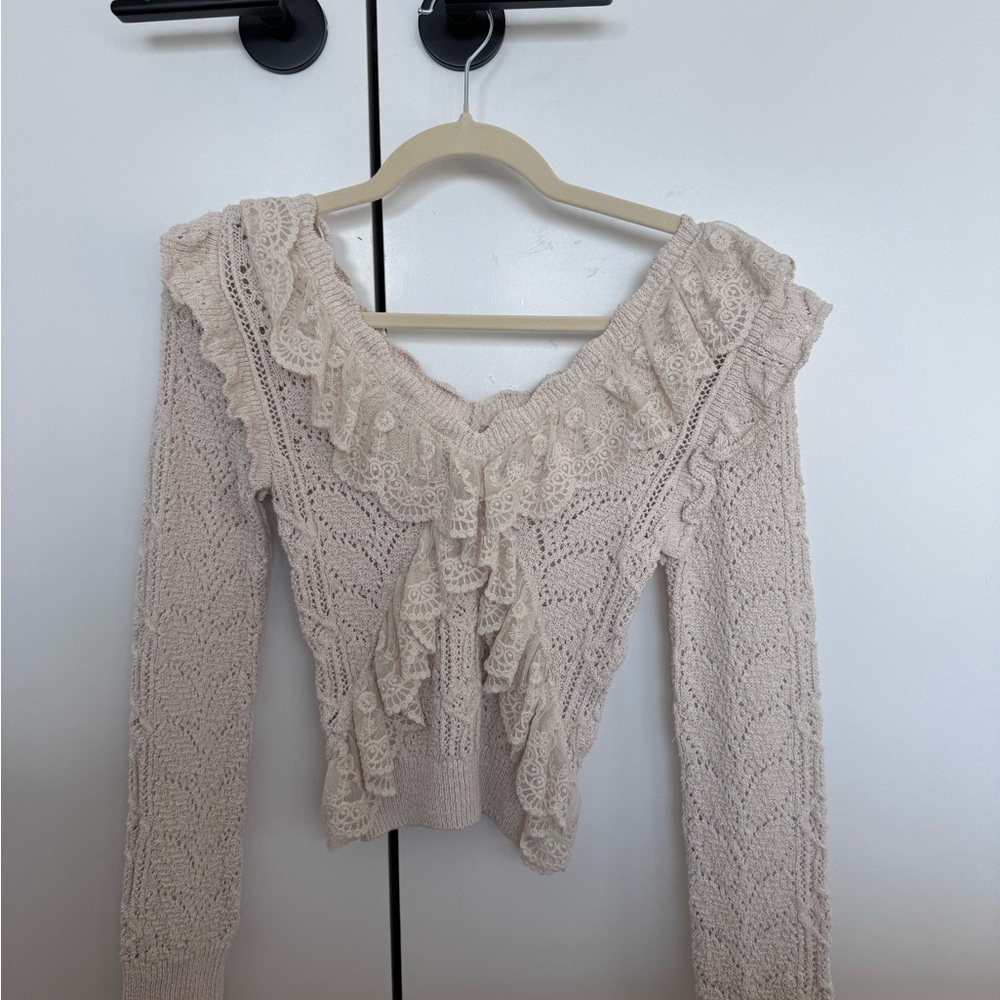 Zara Cream V-Neck Sweater